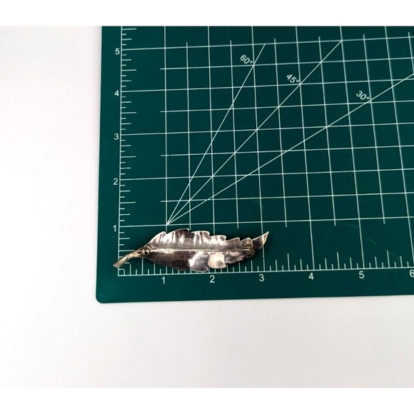 Leaf Sterling Silver Brooch Made In Italy Textured Gold Wash Vintage 925 Pin - Picture 10 of 10